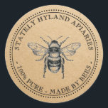 Kraft Vintage Honey Jar Label<br><div class="desc">Vintage bee on kraft background.</div>