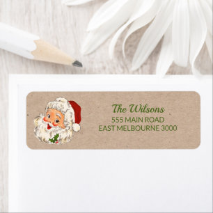 Kraft Vintage Santa Cute Return Address 