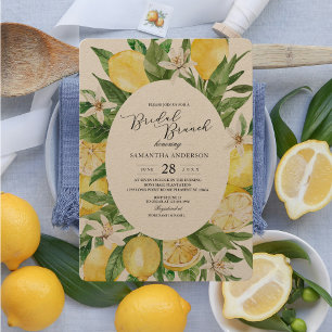 Kraft Vintage Watercolor Yellow Lemons Frame Invitation
