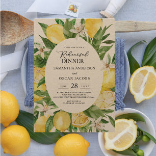 Kraft Vintage Watercolor Yellow Lemons Frame Invitation