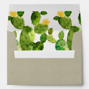KRAFT WATERCOLOUR DESERT CACTUS FLOWER MONOGRAM ENVELOPE