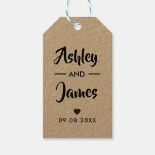 Kraft Wedding Favour Tags, Personalised with Names Gift Tags