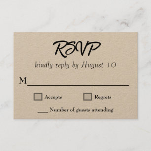 Kraft Wedding Script RSVP Cards