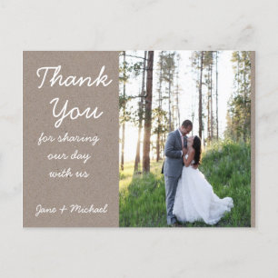 Kraft Wedding Thank You Post Card