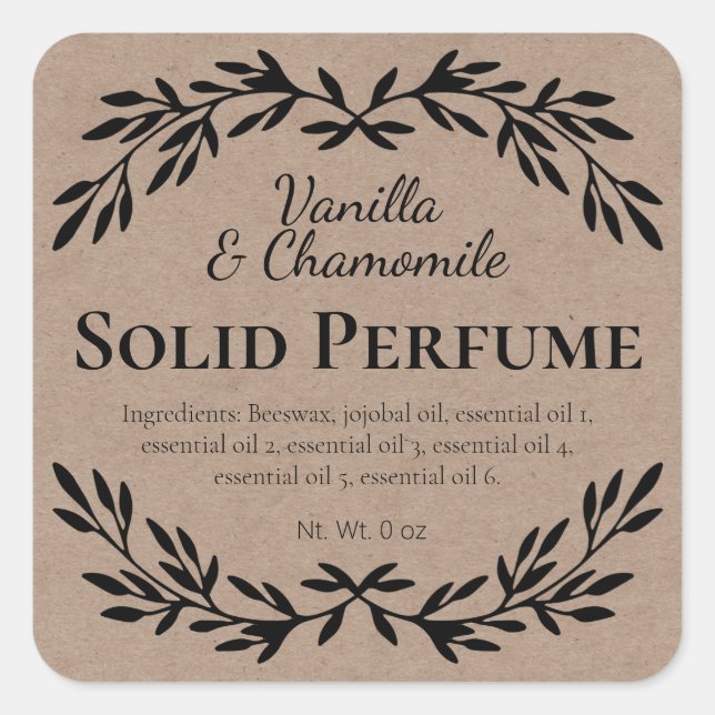 Kraft Wellness Homemade Solid Perfume Labels (Front)