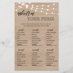 Kraft what's in your purse bridal shower game