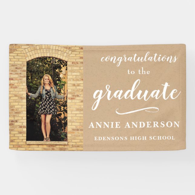 Kraft White Neutral Congratulations Graduate Decor Banner (Horizontal)