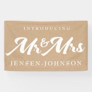 Kraft White Neutral Mr & Mrs Wedding Banner Decor