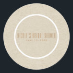 Kraft White Rustic Minimal Simple Wedding Favour Classic Round Sticker<br><div class="desc">Customise with any text</div>