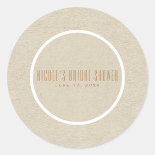 Kraft White Rustic Minimal Simple Wedding Favour Classic Round Sticker