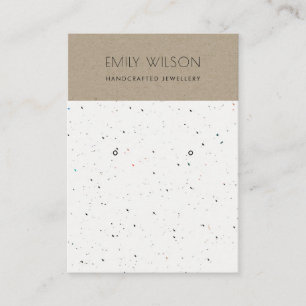 KRAFT WHITE TERRAZZO TEXTURE EARRING DISPLAY LOGO BUSINESS CARD