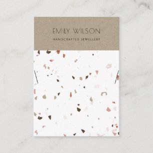 KRAFT WHITE TERRAZZO TEXTURE NECKLACE DISPLAY LOGO BUSINESS CARD