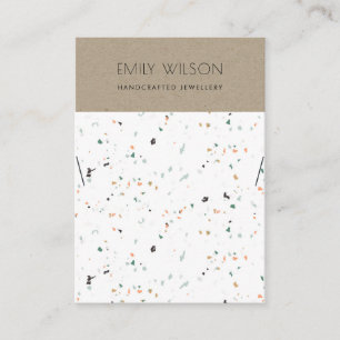 KRAFT WHITE TERRAZZO TEXTURE NECKLACE DISPLAY LOGO BUSINESS CARD