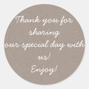 Kraft & White Wedding Favour Sticker