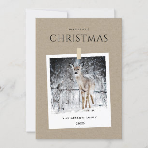 KRAFT WINTER PHOTO SNOW DEER MERRIEST CHRISTMAS HOLIDAY CARD