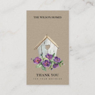 KRAFT WOODEN FLORAL BIRD HOUSE THANK YOU REALTOR BUSINESS CARD