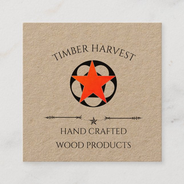 Kraft Woodworker Square Business Card (Front)
