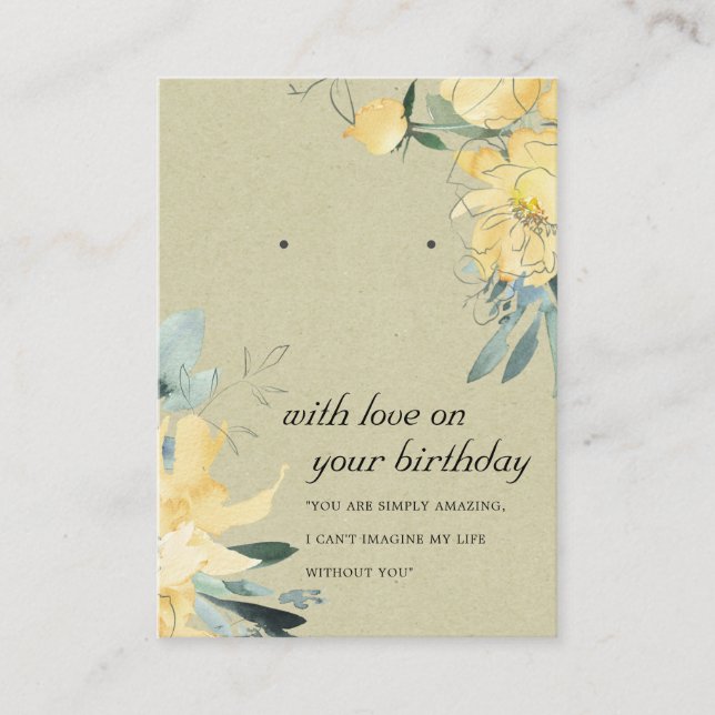 KRAFT YELLOW BIRTHDAY FRIEND EARRING DISPLAY CARD (Front)
