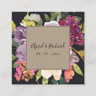 KRAFT YELLOW BLACK BURGUNDY FLORAL WEDDING WEBSITE SQUARE BUSINESS CARD