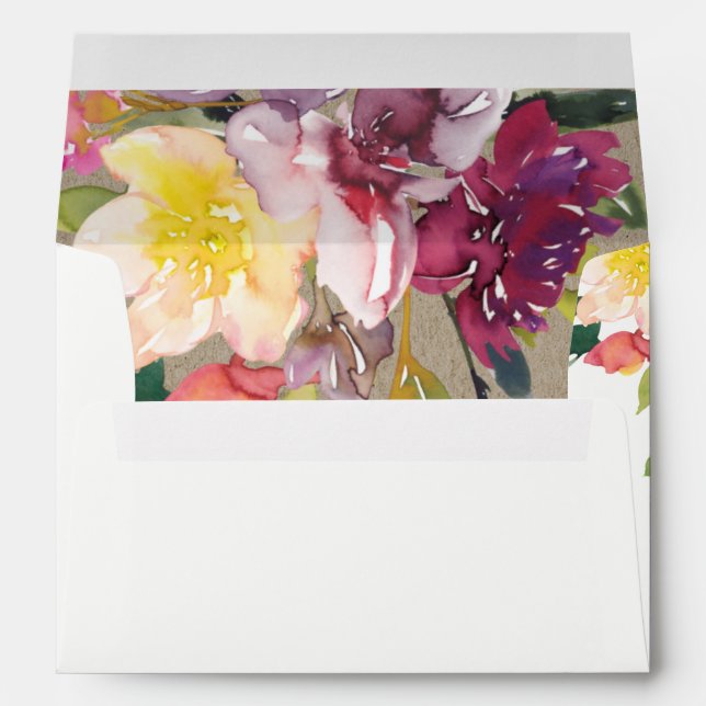 KRAFT YELLOW BLUSH BURGUNDY FLORAL BUNCH ADDRESS ENVELOPE (Back (Bottom))