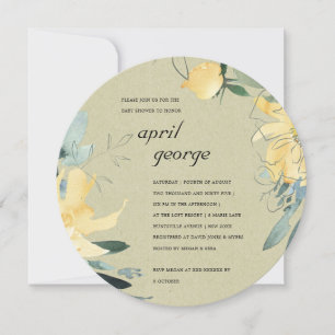 KRAFT YELLOW  GREEN FLORAL BABY SHOWER INVITE