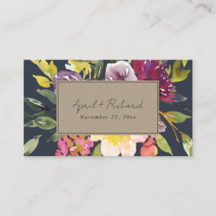 KRAFT YELLOW NAVY BURGUNDY FLORAL WEDDING WEBSITE BUSINESS CARD