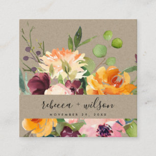 KRAFT YELLOW ORANGE FLORA BUNCH WEDDING WEBSITE SQUARE BUSINESS CARD