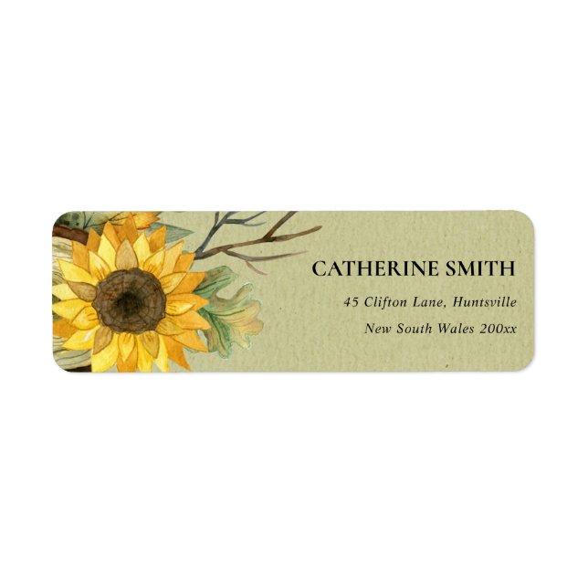KRAFT YELLOW SUNFLOWER WATERCOLOR FLORAL ADDRESS (Front)
