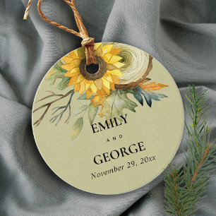 KRAFT YELLOW SUNFLOWER WATERCOLOR FLORAL WEDDING FAVOUR TAGS