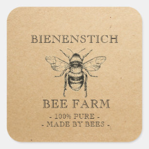 Kraft Your Name Editable Beekeeping Honey Sticker