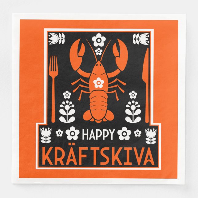 Kräftskiva - Swedish Crayfish Party Napkin (Front)