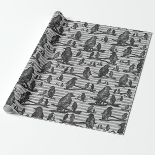 Krähen Raben Crows auf Ast Verpackung Wrapping Paper
