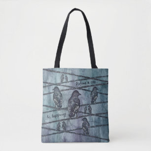 Krähen Raben Vogel Crows auf Ast Tote Bag