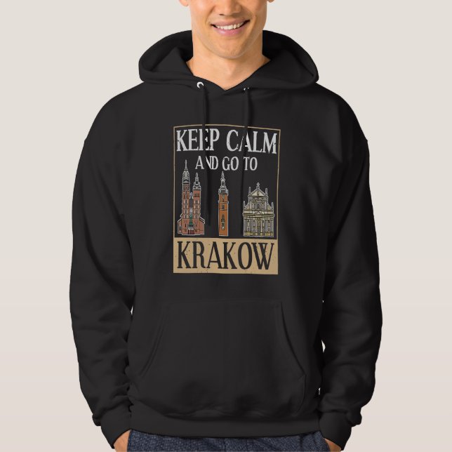 Krakau Poland City Skyline Map Travel Hoodie (Front)