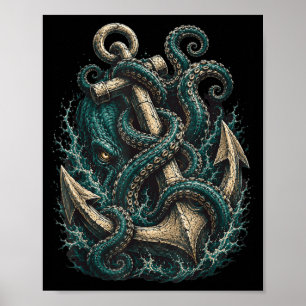 Kraken anchor ocean monster tentacles  poster