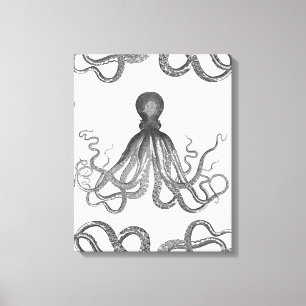 Kraken - Black Giant Octopus / Cthulu Canvas Print