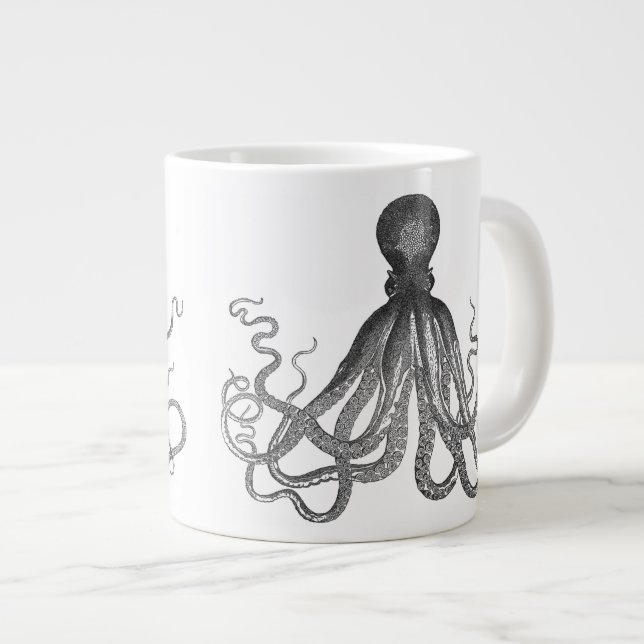 Kraken - Black Giant Octopus / Cthulu Large Coffee Mug (Front Right)