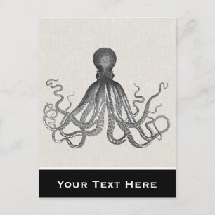 Kraken - Black Giant Octopus / Cthulu Postcard