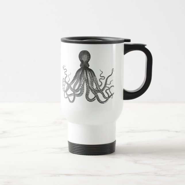 Kraken - Black Octopus / Cthulhu Travel Mug (Right)