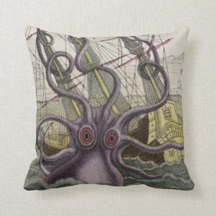 Kraken/Octopus Eatting A Pirate Ship, Colour Cushion