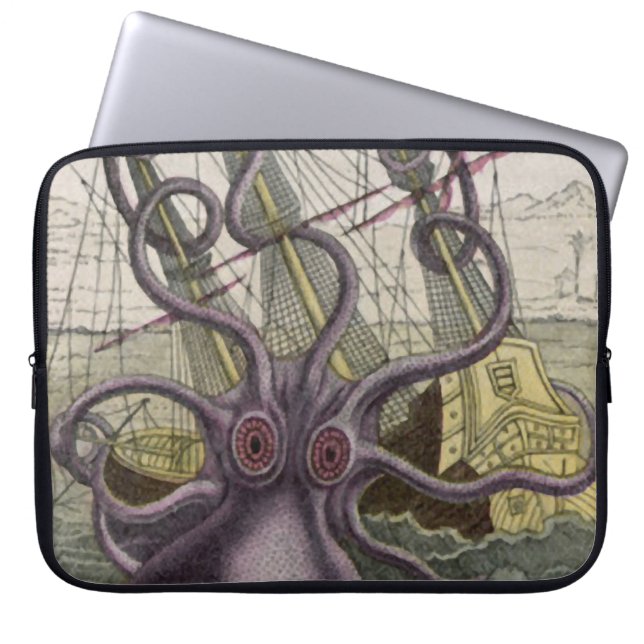 Kraken/Octopus Eatting A Pirate Ship, Colour Laptop Sleeve (Front)