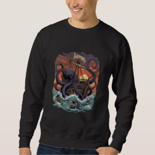 Kraken Octopus Illustration Crewneck Sweatshirt