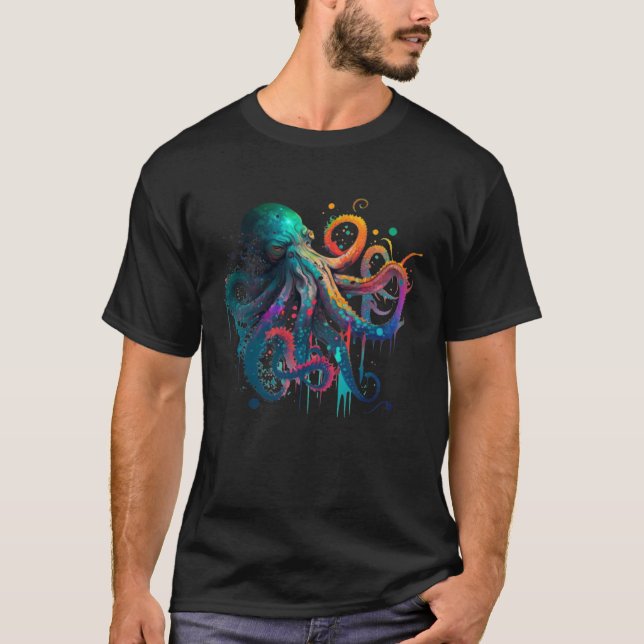 Kraken Octopus Sailing Ocean 2 T-Shirt (Front)