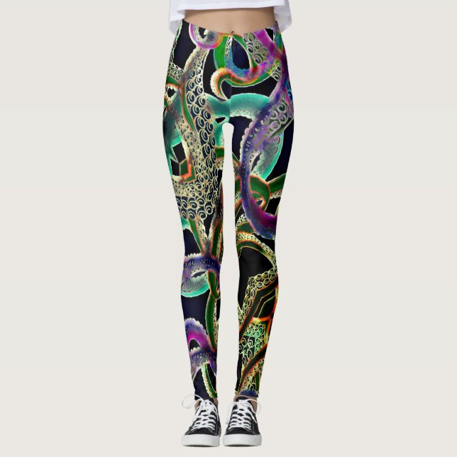 Kraken Octopus Space Leggings Womens Yoga Pants (Front)