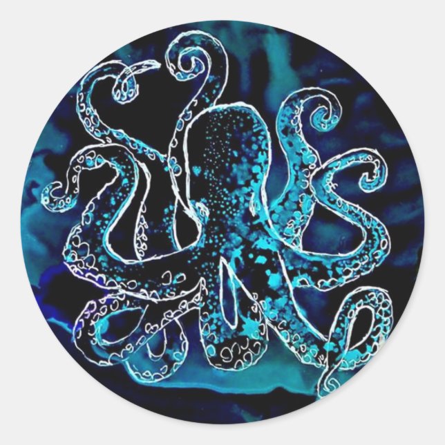 Kraken Octopus Under the Sea Classic Round Sticker (Front)