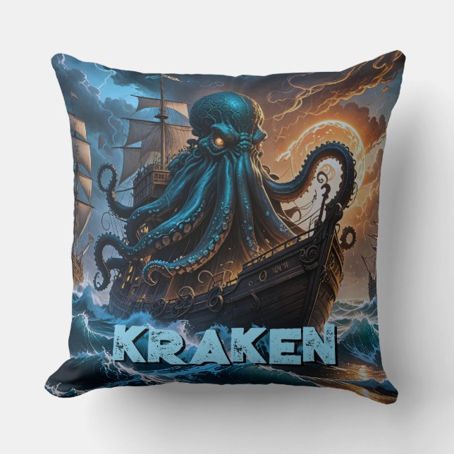 Kraken Sea Monster Cushion (Front)