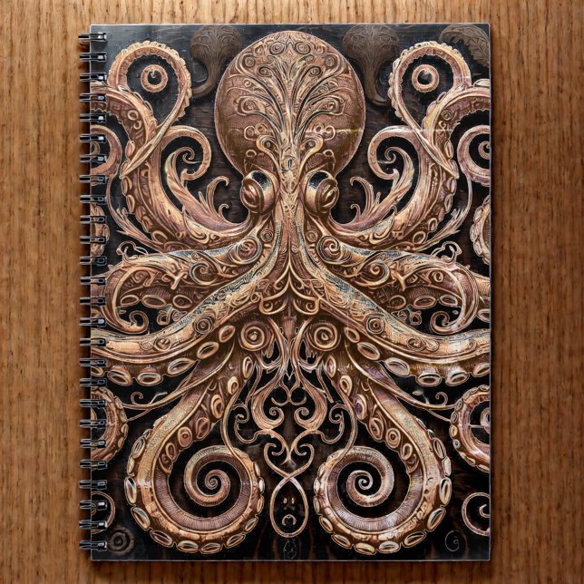 Kraken Steampunk Octopus Ornate Gold and Black Notebook (Creator Uploaded)