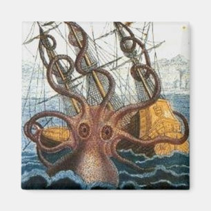 Kraken Steampunk Octopus Vintage Magnet