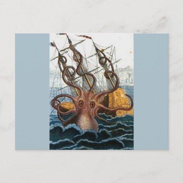 Kraken Steampunk Octopus Vintage Postcard (Front)