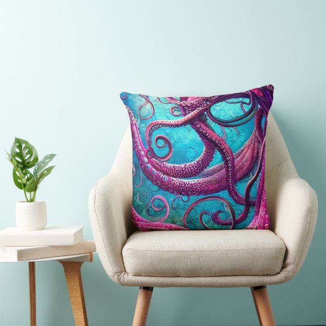 Kraken Tentacles Pink Octopus Cushion (Chair)